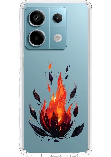 Xiaomi Redmi Note 13 Pro 5g Uyumlu Ateş Alevi Desenli Silikon Kılıf