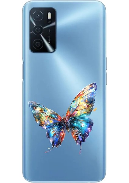Oppo A16 Uyumlu Parlak Kelebek Desenli Silikon Kılıf