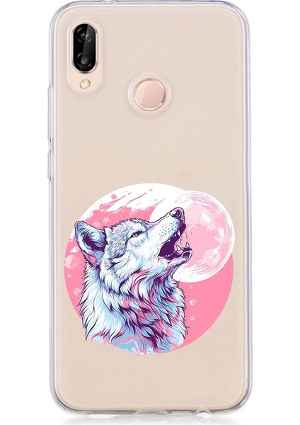 Huawei P20 Lite Uyumlu Kurt Ay Desenli Silikon Kılıf