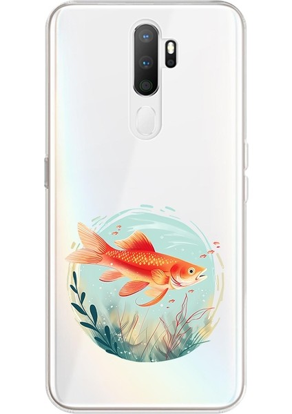 Oppo A9 2020 Uyumlu Altın Balık Desenli Silikon Kılıf