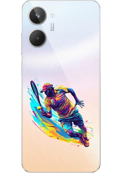 Realme 10 Uyumlu Renkli Tenisçi Desenli Silikon Kılıf