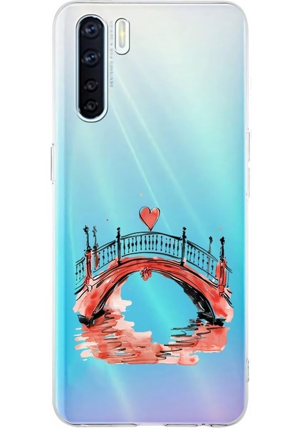 Oppo A91 Uyumlu Aşk Köprüsü Desenli Silikon Kılıf