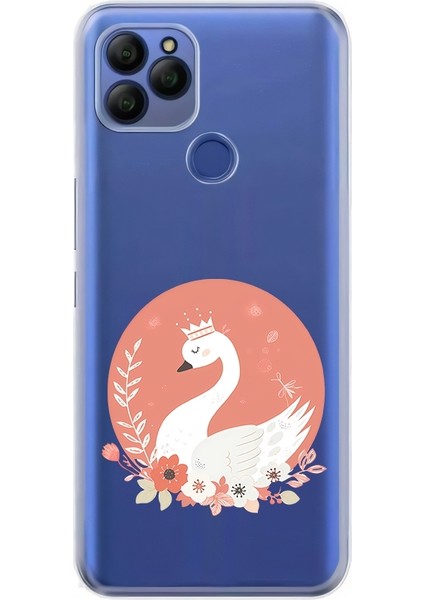 General Mobile Gm 21 Uyumlu Taçlı Kuğu Desenli Silikon Kılıf