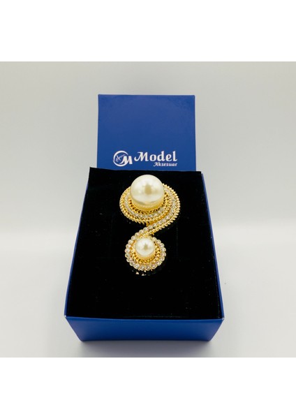 Sonsuzluk Zirkon Taş ve Inci Detaylı Gold Broş fiyatları