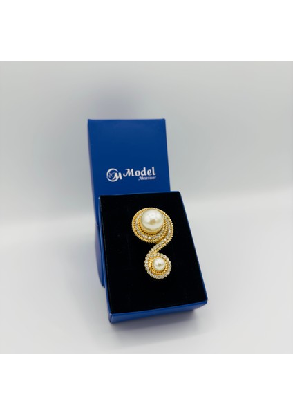 Sonsuzluk Zirkon Taş ve Inci Detaylı Gold Broş modelleri
