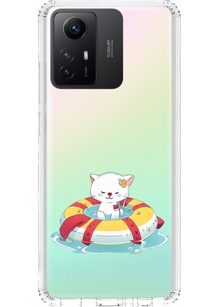 Xiaomi Redmi Note 12 S Uyumlu Yüzen Kedi Desenli Silikon Kılıf