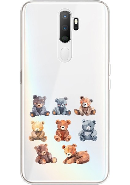 Oppo A9 2020 Uyumlu Sevimli Ayılar Desenli Silikon Kılıf