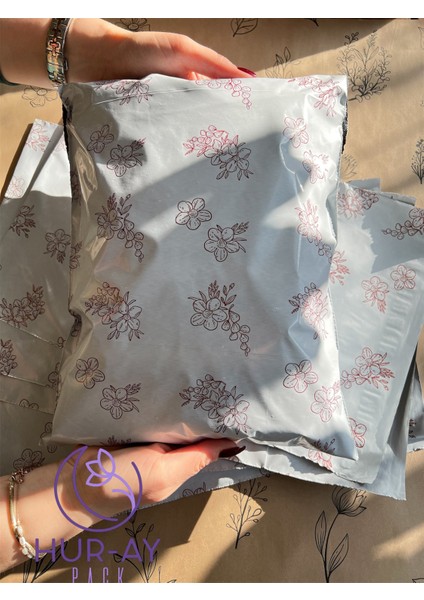 Renkli Kargo Poşeti - Çiçek Desenli Tasarım Kargo Paketi- 25X37 cm - Cepsiz- 100 Adet -Kırmızılı fiyatları