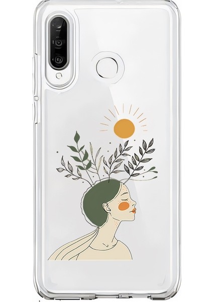 Huawei P30 Lite Uyumlu Doğa Kadın Silueti Desenli Silikon Kılıf