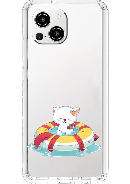 Reeder S23 Pro Max Uyumlu Yüzen Kedi Desenli Silikon Kılıf