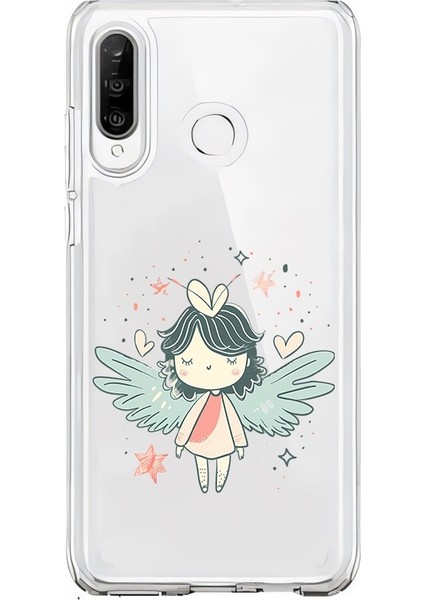 Huawei P30 Lite Uyumlu Melek Çocuk Desenli Silikon Kılıf