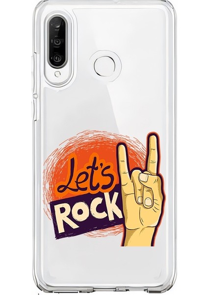 Huawei P30 Lite Uyumlu Let's Rock Desenli Silikon Kılıf
