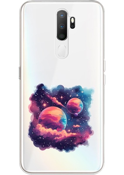 Oppo A9 2020 Uyumlu Renkli Gezegenler Desenli Silikon Kılıf
