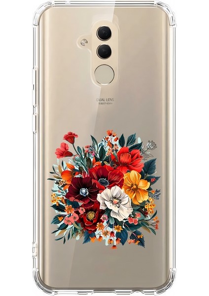 Huawei Mate 20 Lite Uyumlu Çiçek Buketi Desenli Silikon Kılıf