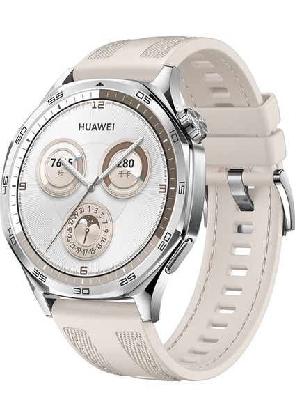Huawei Watch Gt5 46MM ile Uyumlu Metal Tokalı Dikiş Detaylı Şık Dokuma Silikon Kordon