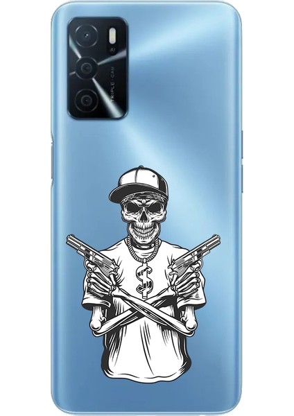 Oppo A16 Uyumlu Iskelet Silah Desenli Silikon Kılıf
