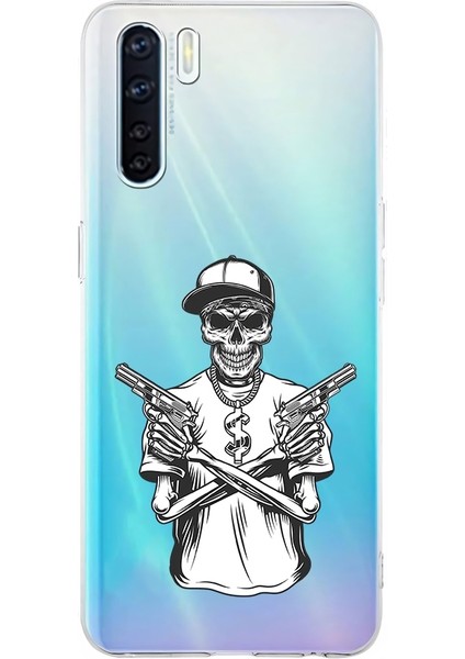Oppo Reno 3 Uyumlu Iskelet Silah Desenli Silikon Kılıf