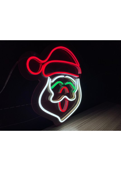 Neon LED Duvar Dekoratif Aydınlatma -Noel Baba, 25X25CM-