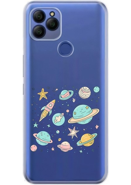 General Mobile Gm 21 Uyumlu Renkli Gezegenler Desenli Silikon Kılıf