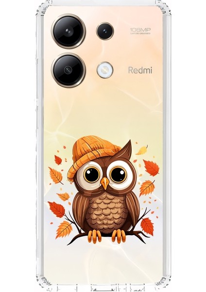 Xiaomi Redmi Note 13 4g Uyumlu Baykuş Sonbahar Desenli Silikon Kılıf