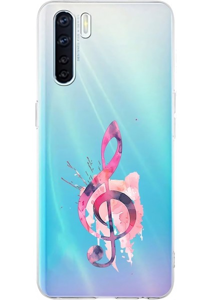 Oppo Reno 3 Uyumlu Müzik Notası Desenli Silikon Kılıf