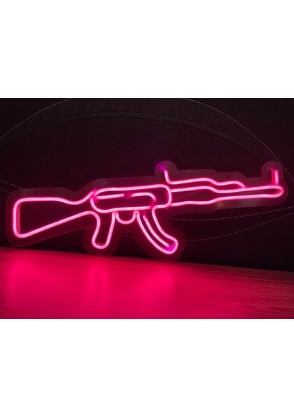 Neon LED Duvar Dekoratif Aydınlatma -Gamer Silah2, 40X13CM-