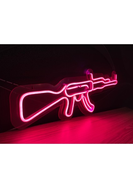 Neon LED Duvar Dekoratif Aydınlatma -Gamer Silah2, 40X13CM- modelleri