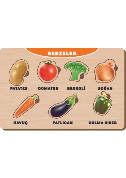 Ahşap Bul Tak Eğitici Yapboz Sebzeler