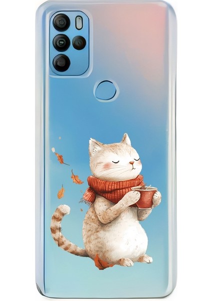 General Mobile Gm 21 Pro Uyumlu Kahve Içen Kedi Desenli Silikon Kılıf