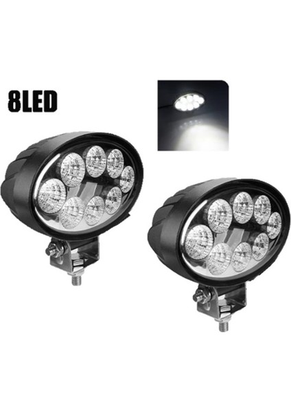 2 Adet 8 Power Ledli Oval 9-60 Volt 24W IP67 Çalışma Lambası