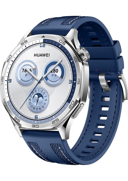 Huawei Watch Gt4 46MM ile Uyumlu Metal Tokalı Dikiş Detaylı Şık Dokuma Silikon Kordon