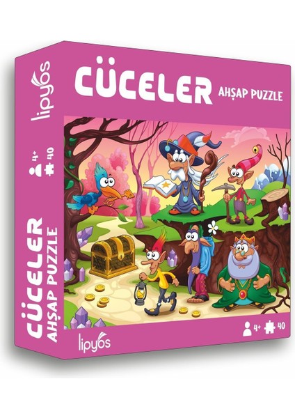 Masal Kahramanları ve Cüceler 40 Parça Mini Ahşap Puzzle