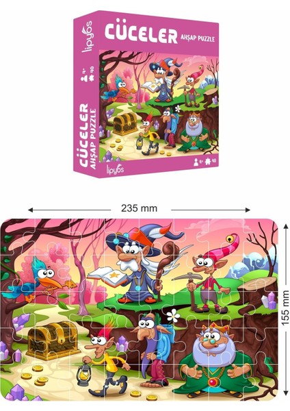 Masal Kahramanları ve Cüceler 40 Parça Mini Ahşap Puzzle