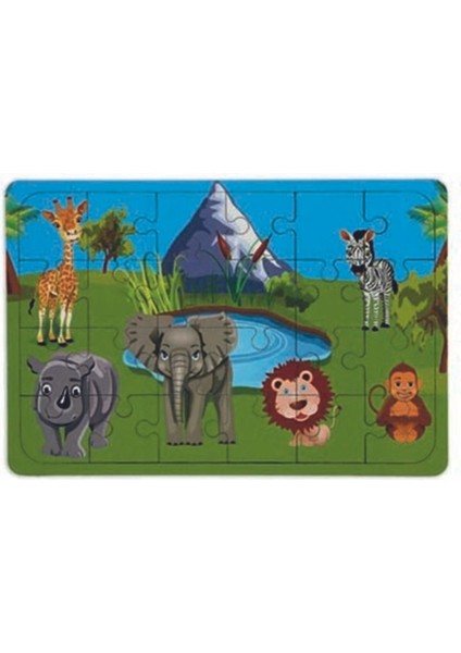 Ahşap 24 Parça Eğitici 2 Adet Yapboz Puzzle Seti
