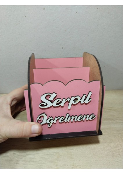 Kalemlik 2 Adet Renkli Kişiye Özel Isim Yazılı (3 mm Mdf) modelleri