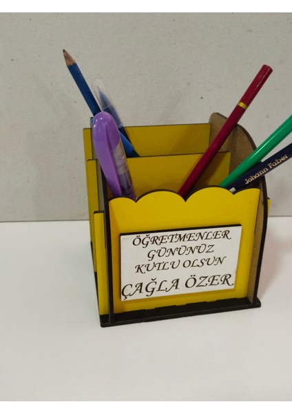 Kalemlik 2 Adet Renkli Kişiye Özel Isim Yazılı (3 mm Mdf) fırsatları