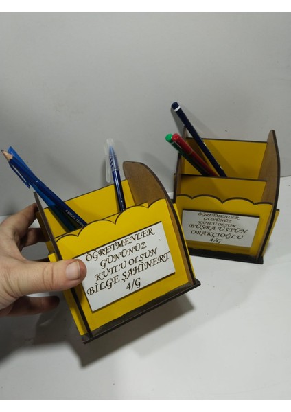 Kalemlik 2 Adet Renkli Kişiye Özel Isim Yazılı (3 mm Mdf) indirimleri