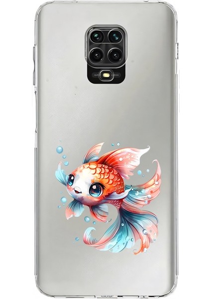 Xiaomi Redmi Note 9 Pro Uyumlu Turuncu Balık Desenli Silikon Kılıf