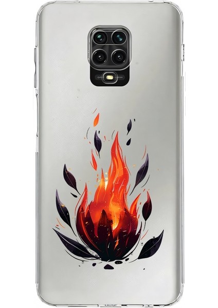 Xiaomi Redmi Note 9 Pro Uyumlu Ateş Alevi Desenli Silikon Kılıf