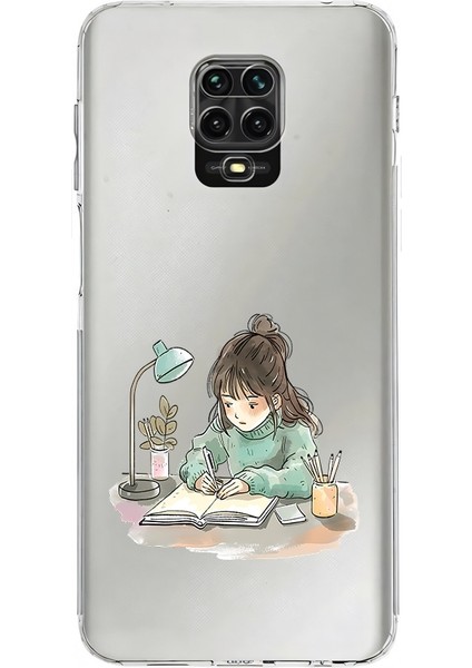 Xiaomi Redmi Note 9 Pro Uyumlu Çalışkan Kız Desenli Silikon Kılıf