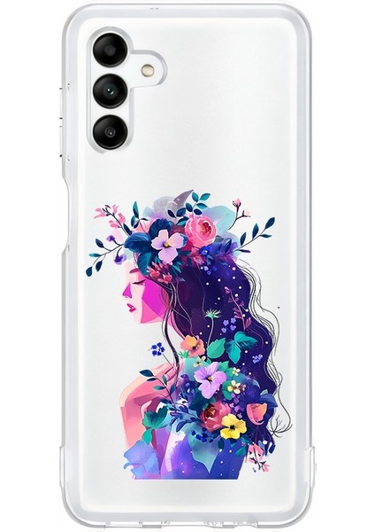 Samsung Galaxy M34 Uyumlu Çiçekli Kadın Desenli Silikon Kılıf
