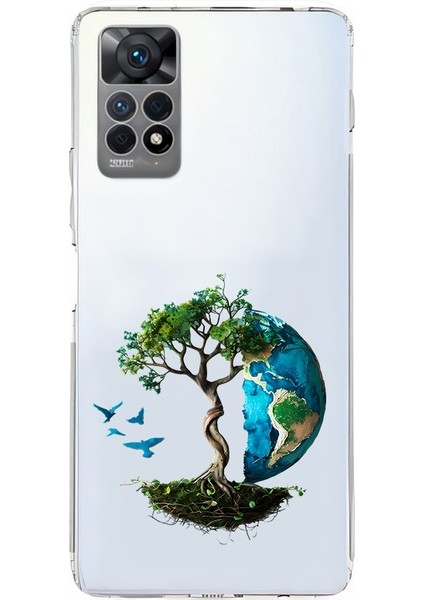 Xiaomi Redmi Note 11 Pro 4g Uyumlu Agaç ve Dünya Desenli Silikon Kılıf