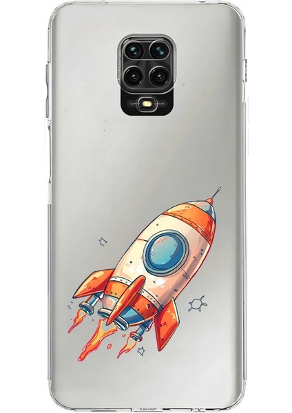 Xiaomi Redmi Note 9 Pro Uyumlu Uzay Roketi Desenli Silikon Kılıf
