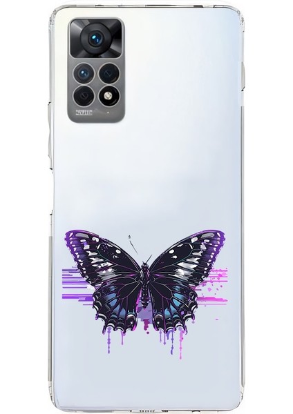 Xiaomi Redmi Note 12 Pro 4g Uyumlu Siyah Kelebek Desenli Silikon Kılıf