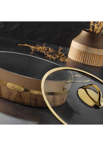 Selection 28 cm Granit Basık Tencere Krem