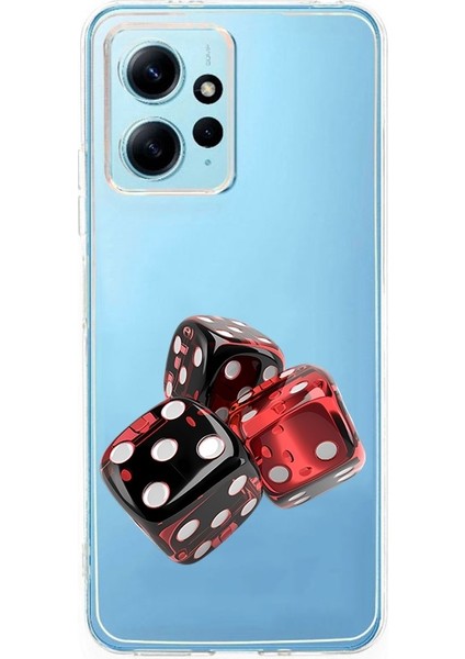 Xiaomi Redmi 12 Uyumlu Siyah Şans Zarları Desenli Silikon Kılıf