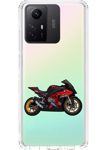 Xiaomi Redmi Note 12 S Uyumlu Yarış Motoru Desenli Silikon Kılıf