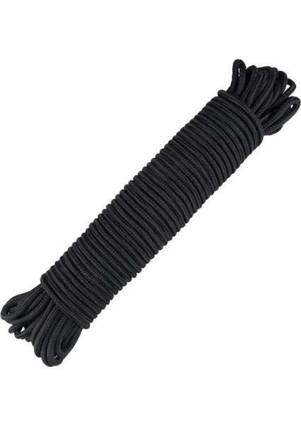 50 mt 4 mm Siyah Renk Polyester Içi Dolgulu Dağcılık Kamp Gemici Hamak Salıncak Iskota Ipi
