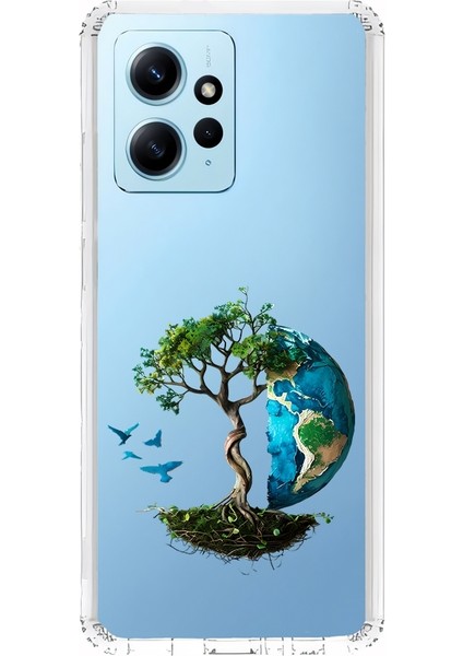 Xiaomi Redmi Note 12 4g Uyumlu Agaç ve Dünya Desenli Silikon Kılıf