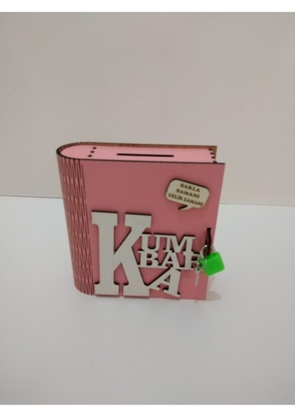 Ahşap kitap görünümünde dekoratif kumbara, şık ve fonksiyonel ev aksesuarı, pembe